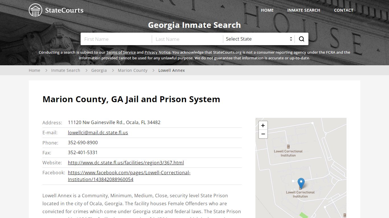 Lowell Annex Inmate Records Search, Georgia - StateCourts